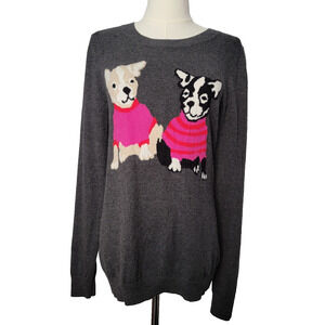 J Crew Merino Wool Blend Sweater Gray French Bulldog S Preppy Office Dogs Cozy